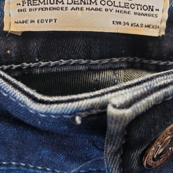 Zara Woman Dark Wash Skinny Jeans With Fringed Hem Sz 2 - Picture 4 of 7